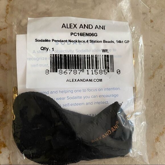 Alex and Ani Earth Sultry Sodalite Pendant Necklace with Station Beads 14kt GP - Picture 11 of 16